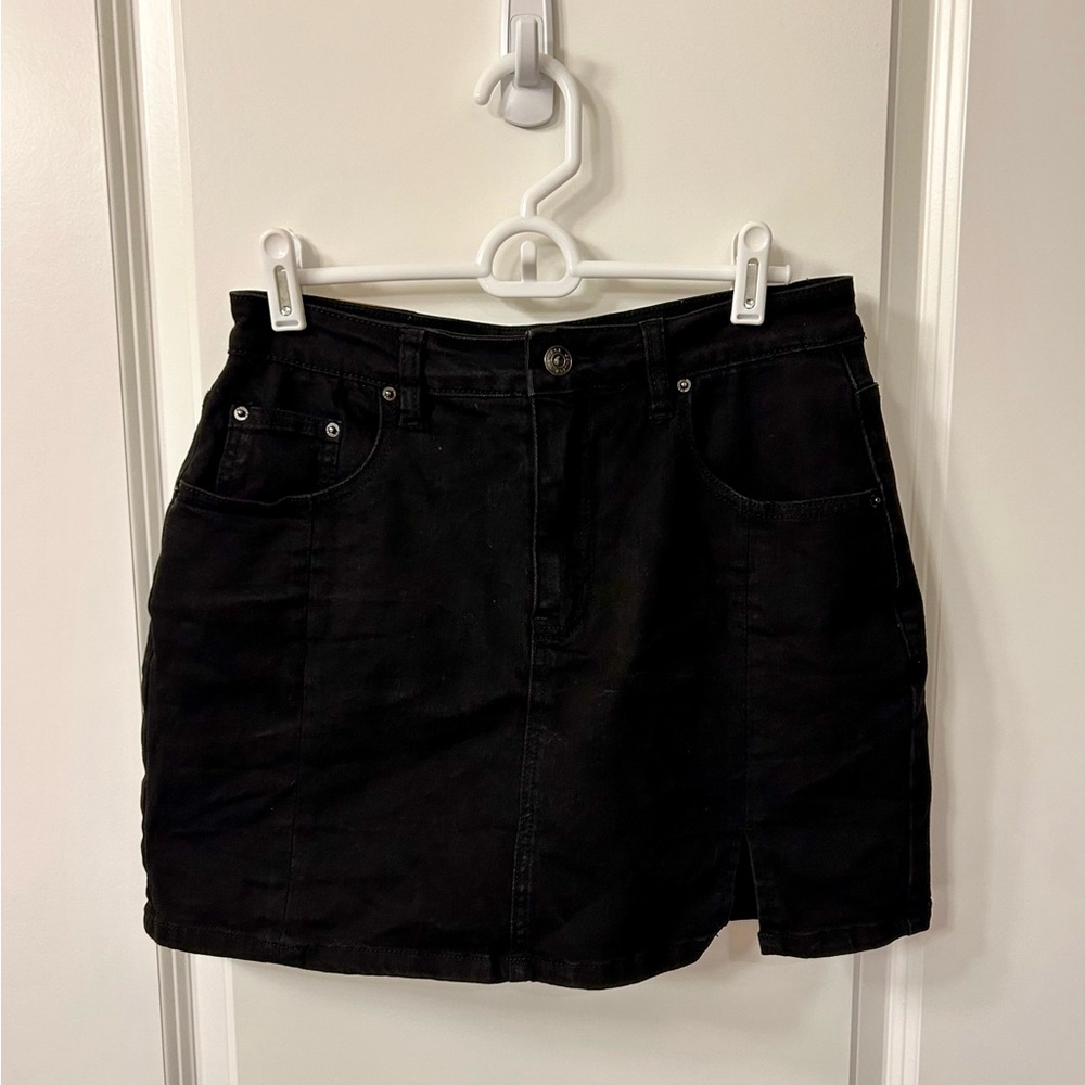 Classic Black Denim Skirt